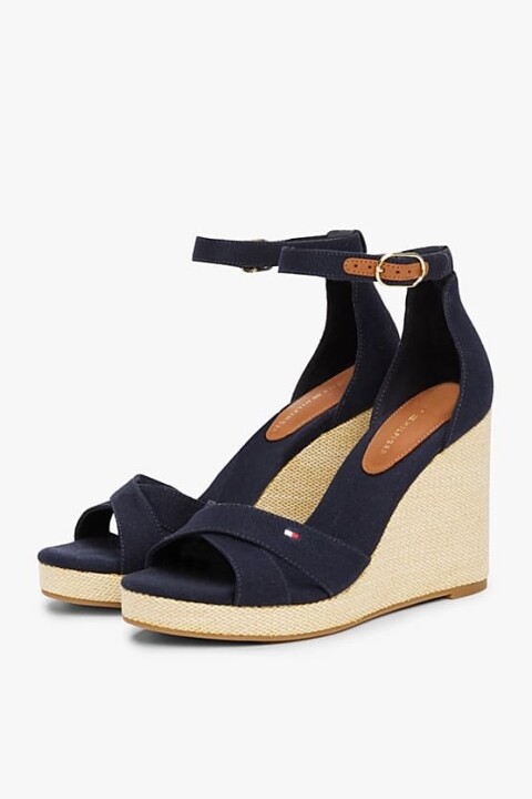 Kadın Th Canvas Espadrille Yüksek Topuk Sandalet - Lacivert 