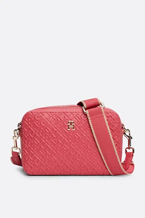 Kadın Th Dıstınct Monogram Kabartmalı Omuz Çantası - Pembe 