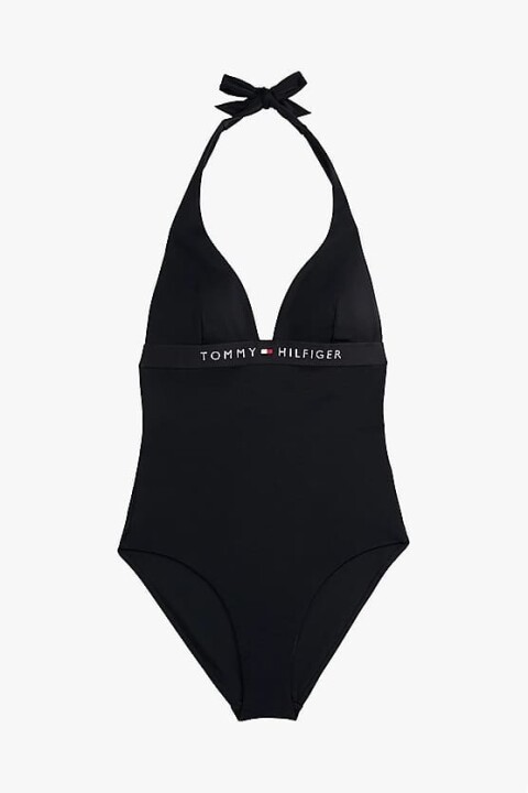 Kadın Th Halter Tek Parça Mayo - Siyah 