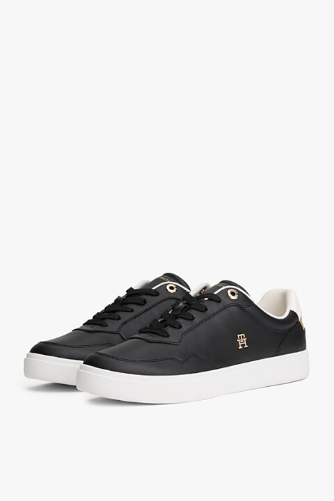 Kadın TH Monogram Plaque Court Sneakers - Siyah 