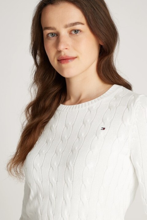 Kadın Th Örgü Desen Kazak - Ekru 