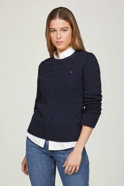 Kadın Th Örgü Desen Kazak - Lacivert 