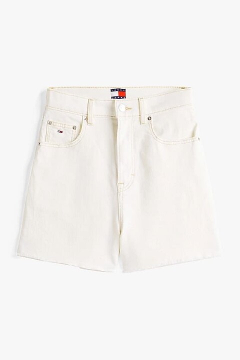 Kadın Th Raw Denim Mom Şort - Beyaz 