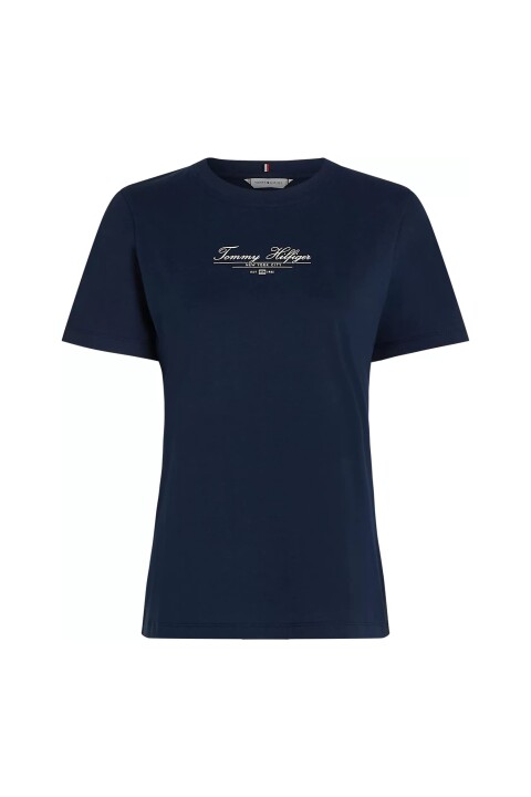 Kadın Th Script Logo T-Shirt - Lacivert 