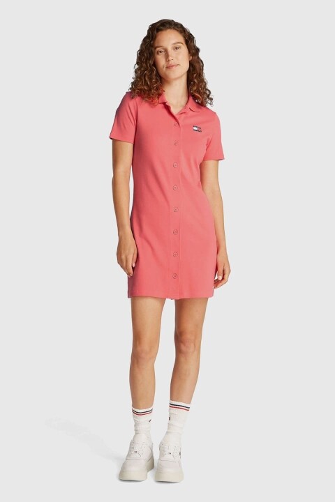 Kadın Tjw Badge Pique Polo Elbise - Pembe 