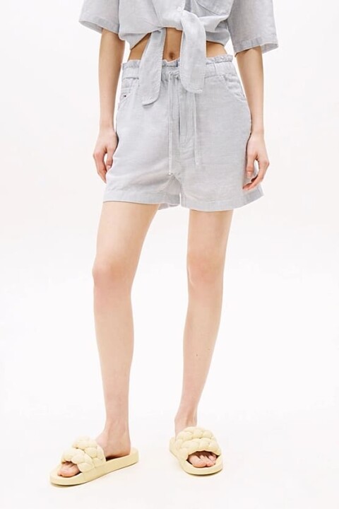 Kadın Tjw Linen Pamuklu Şort - Mavi 