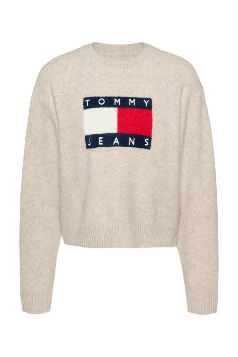 Kadın Tjw Melange Flag Sweater Ext Kazak-Krem 