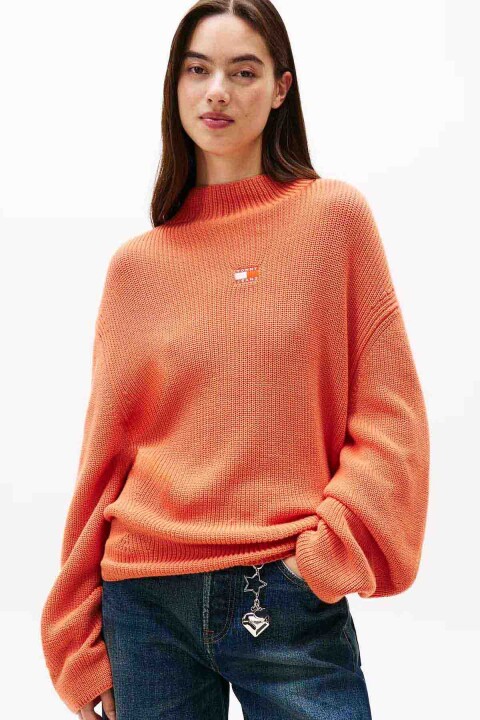 Kadın TJW Mockneck Badge Kazak - Turuncu 