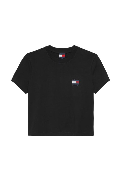 Kadın TJW Reg SH Tommy US Flag SS Kısa Kollu T-Shirt - Siyah 