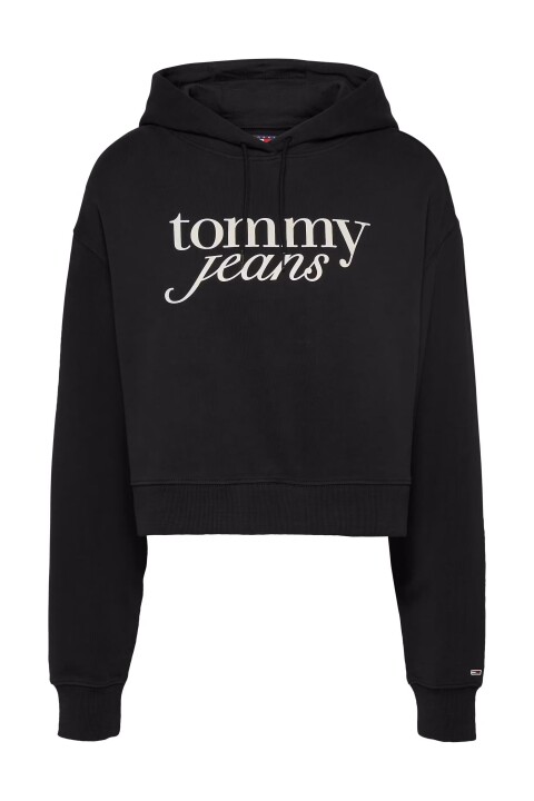 Kadın Tjw Script Logo Kapüşonlu Sweatshirt - Siyah 