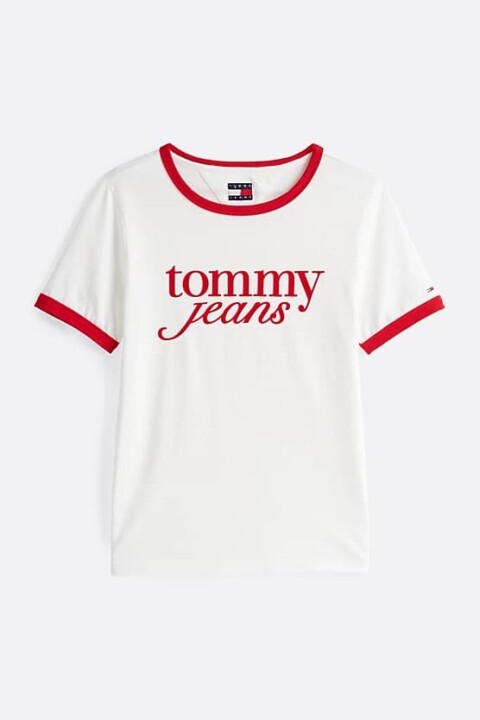 Kadın Tjw Script Logo T-Shirt - Ekru 