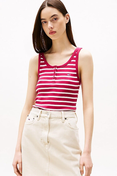 Kadın Tjw Slim Çizgili T-Shirt - Kırmızı 