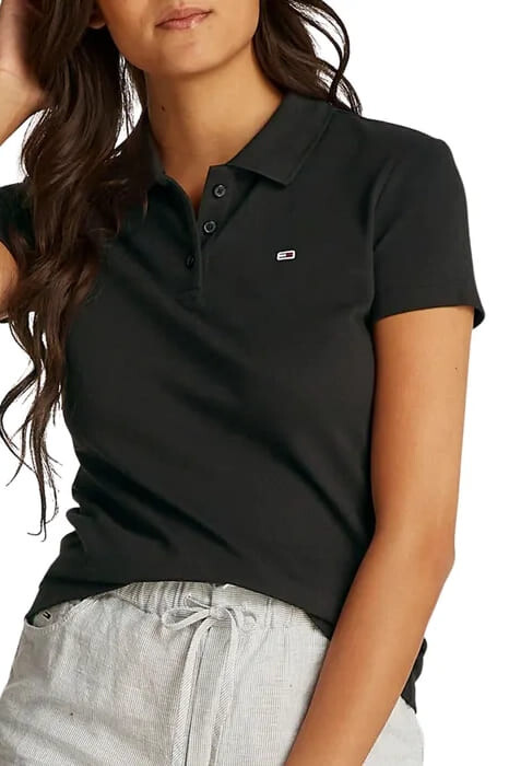 Kadın Tjw Slim Polo T-Shirt - Siyah 