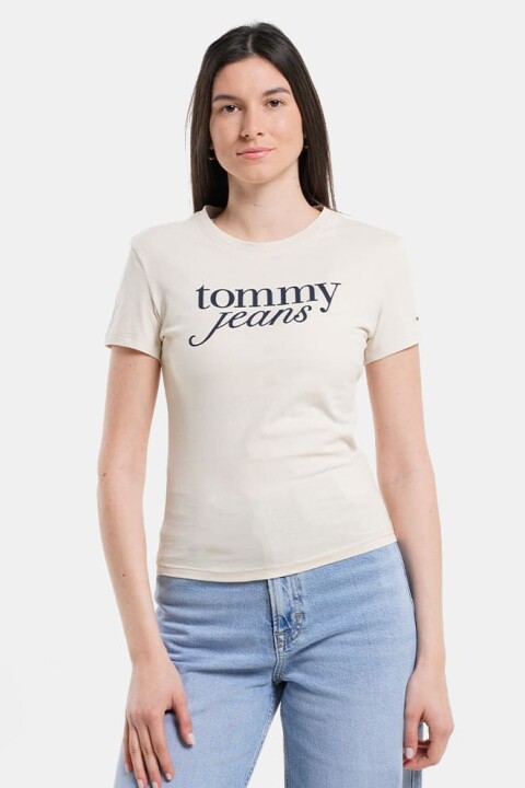 Kadın Tjw Yazı Logo T-Shirt - Krem 