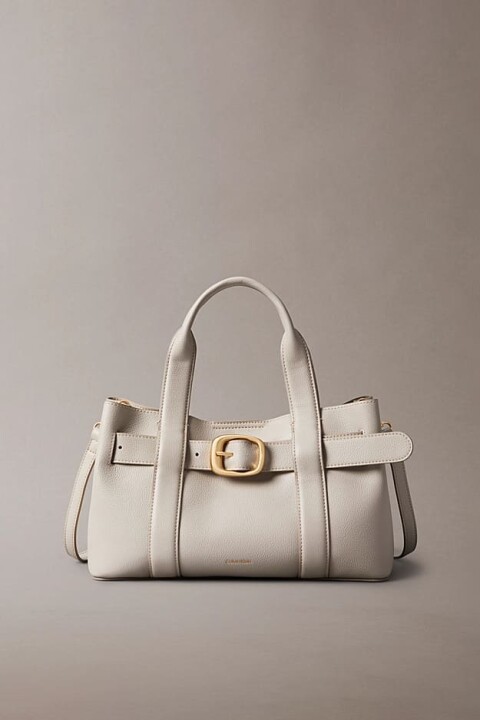 Kadın Tokalı Çıkarılabilir Askılı Mini Tote El Çantası - Krem 