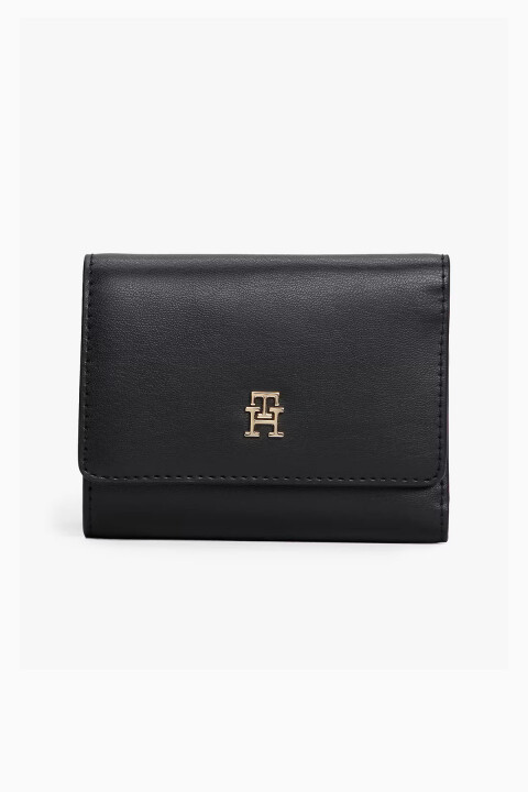 Kadın Trifold Fermuarlı Kart Bölmeli Cüzdan - Siyah 