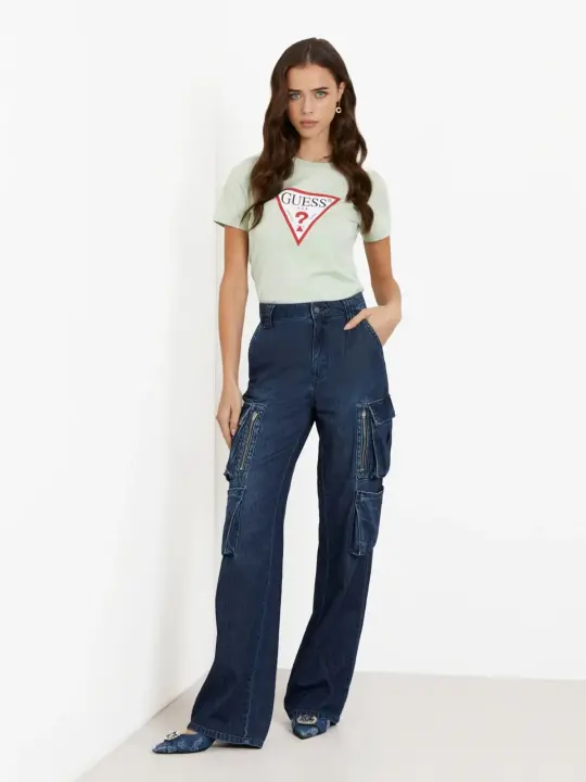 Kadın Üçgen Logolu T-Shirt-Yeşil 