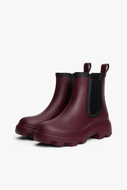 Kadın Warm Lined Chelsea Yağmur Botu - Bordo 