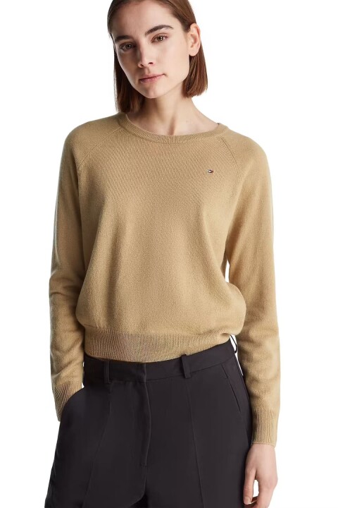 Kadın Wool Cash Kaşmir Karışımlı Yün Kazak - Bej 