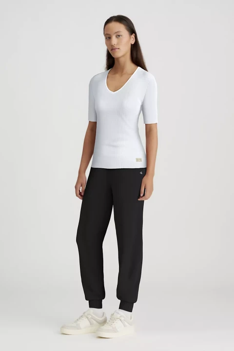 Kadın Woven Label Jog Eşofman Altı - Siyah 