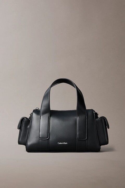 Kadın Yanları Cepli Çıkarılabilir Askılı El Çantası - Siyah 