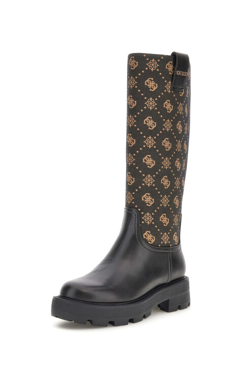 Kadın Yannis Monogram Desenli Traktör Tabanlı Çizme - Kahverengi 