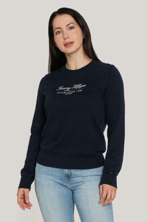 Kadın Yazı Logolu Kazak - Lacivert 