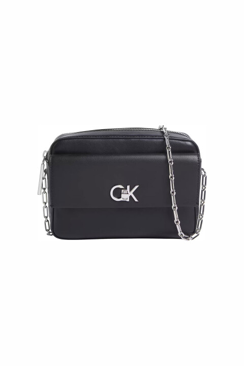 Kadın Zincir Detaylı Omuz Çantası CK Re-Lock Camera Bag - Siyah 