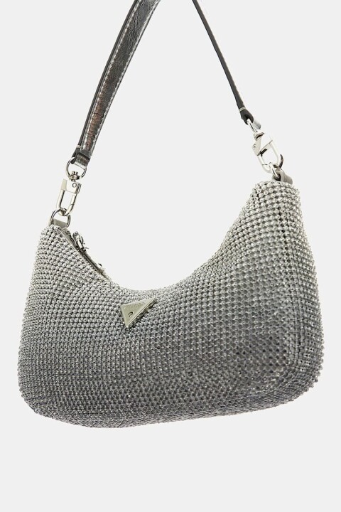Kadın Zalina Taşlı Mini Omuz Çantası - Gümüş 