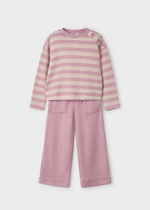 Kız Çocuk Çizgili takım Pembe 