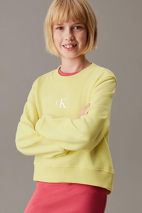 Kız Çocuk Ck Logo Sweatshirt - Sarı 