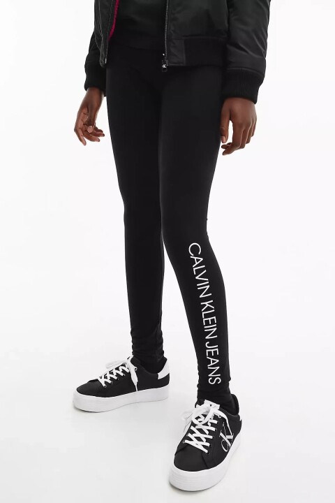 Kız Çocuk Ck Yazı Logo Tayt - Siyah 