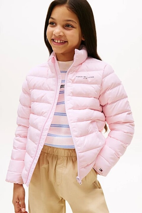 Kız Çocuk Dik Yaka Hafif Şişme Mont - Pembe 