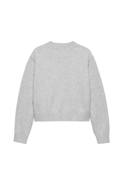 Kız Çocuk Dokulu Logolu Triko Kazak - Gri Melanj 