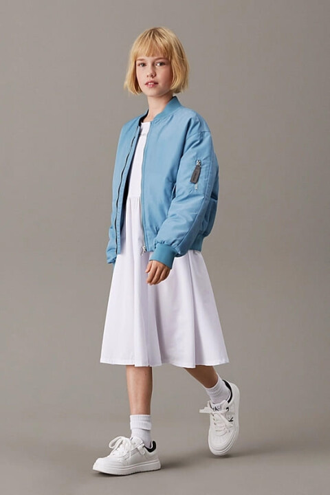 Kız Çocuk Flared Milano Sırt Detaylı Elbise - Beyaz 