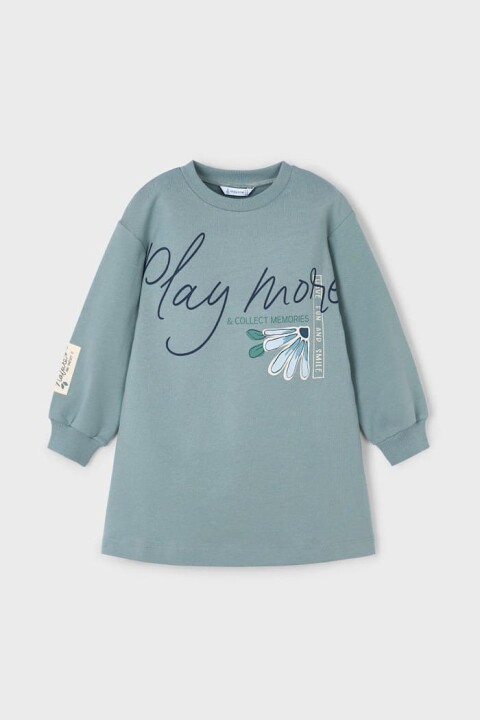 Kız Çocuk Grafik Baskılı Sweatshirt Elbise - Yeşil 