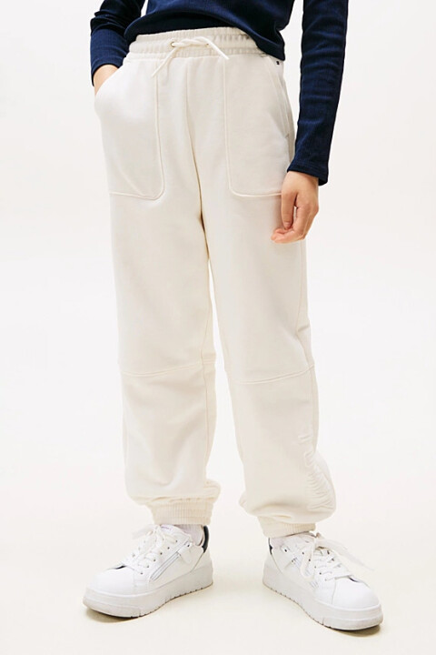 Kız Çocuk Kabartma Baskılı Eşofman Altı - Krem 