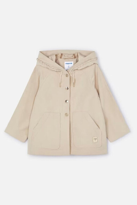 Kız Çocuk Kapüşonlu Rüzgarlık - Krem 