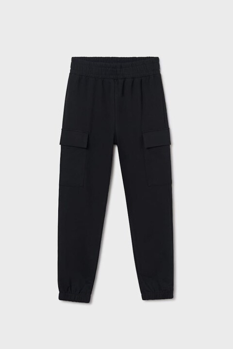 Kız Çocuk Kargo Cepli Jogger Pantolon - Siyah 