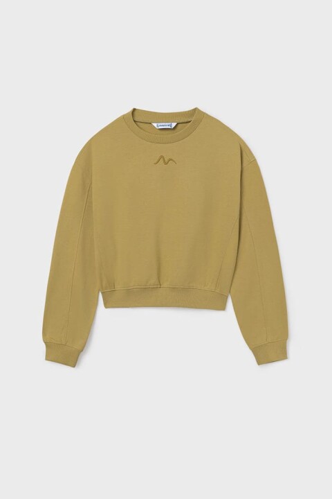 Kız Çocuk Nakış İşlemeli Kısa Kesim Kazak - Yeşil 