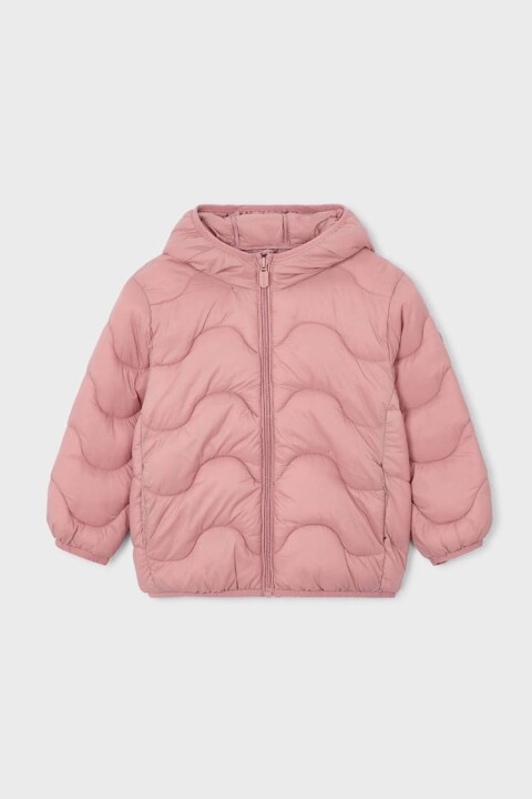 Kız Çocuk Normal Kalıp Kapüşonlu Dalgalı Kapitone Şişme Mont - Pembe 
