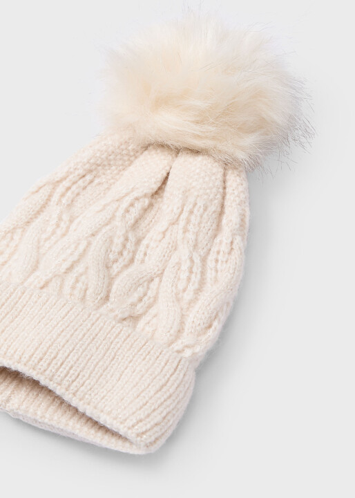 Kız Çocuk Örme Bere - Kırık Beyaz 