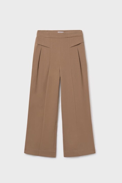 Kız Çocuk Pileli İspanyol Paça Pantolon - Camel 