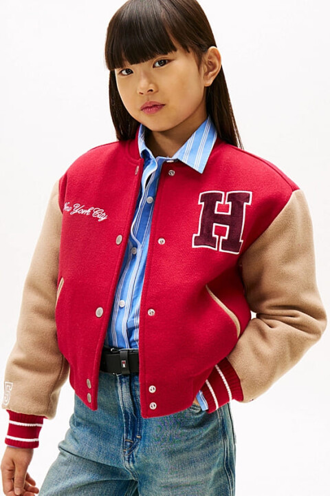 Kız Çocuk Regular Fit Harf Apilkeli Kolej Ceket - Kırmızı 