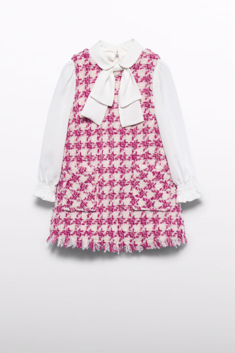 Kız Çocuk Saçaklı Elbise - Mor 