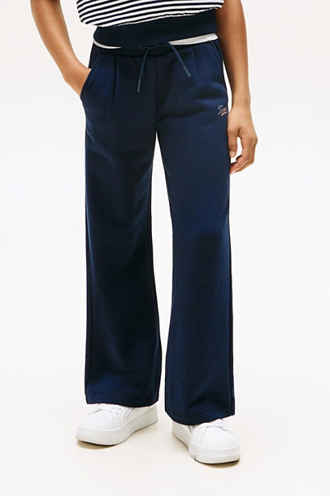 Kız Çocuk Script Logolu Geniş Paça Eşofman Altı - Lacivert 