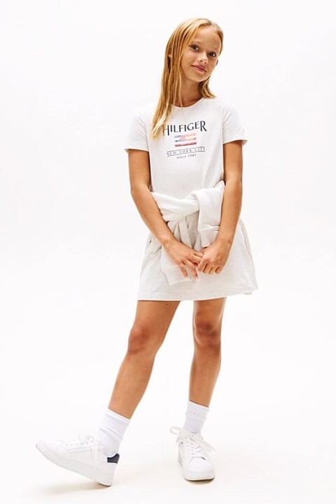 Kız Çocuk Th Hilfiger Sequins T-Shirt Elbise - Beyaz 