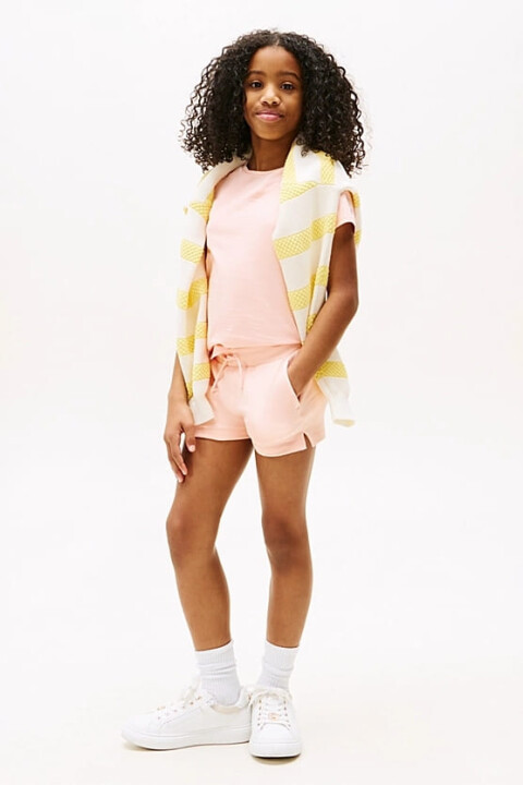 Kız Çocuk Th T-Shirt ve Şort Takımı - Pudra 