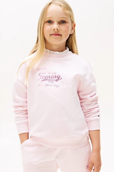 Kız Çocuk Yazı Baskılı Sweatshirt - Pembe 