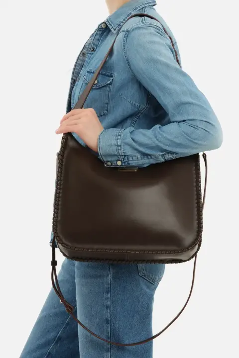 Kadın Omuz Çantası - Koyu Kahverengi 